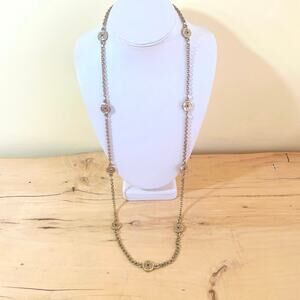 Necklace Vtg Anne Klein Accessocraft Station Asian Coin Link Gold Tone